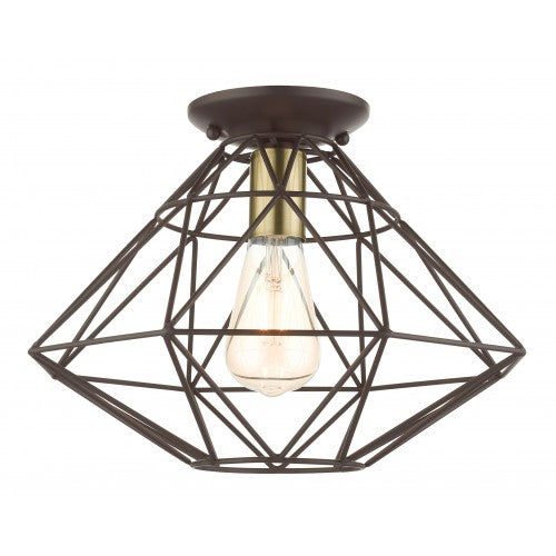 ##Antique Hardware## 1 Light Bronze Flush Mount