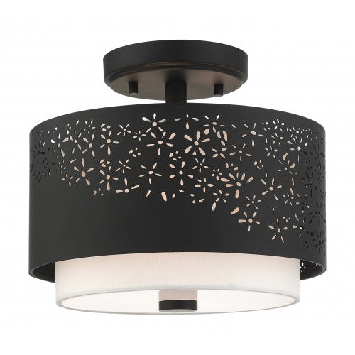 Antique Hardware 2 Light Black Semi Flush Semi Flush