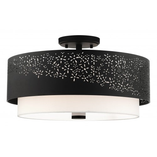 ##Antique Hardware## 4 Light Black Semi Flush