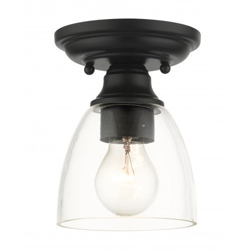 ##Antique Hardware## 1 Light Black Flush Mount