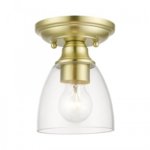 ##Antique Hardware## 1 Light Satin Brass Petite Semi-Flush