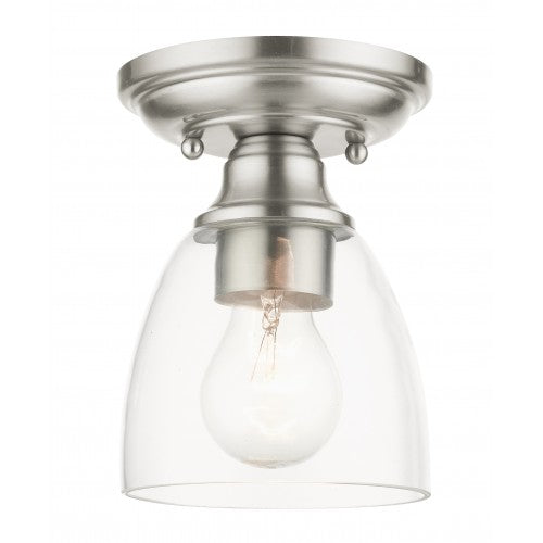 ##Antique Hardware## 1 Light Brushed Nickel Flush Mount