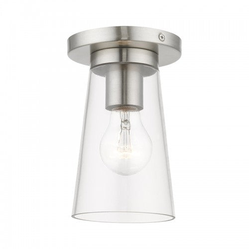 ##Antique Hardware## 1 Light Brushed Nickel Small Flush Mount