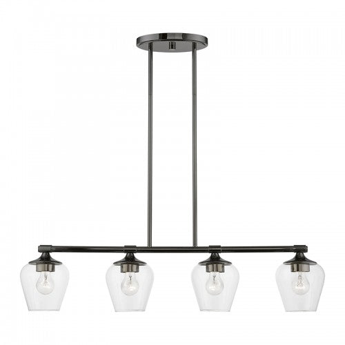 Antique Hardware 4 Light Black Chrome Linear Chandelier Linear