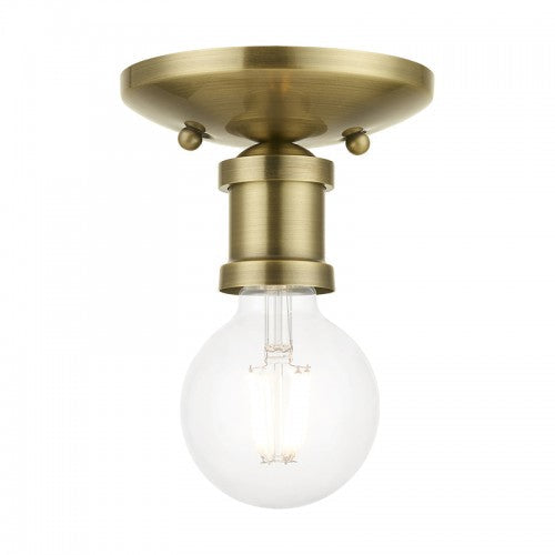 ##Antique Hardware## 1 Light Antique Brass Single Flush Mount