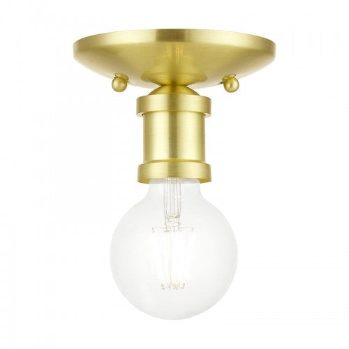 ##Antique Hardware## 1 Light Satin Brass Single Flush Mount