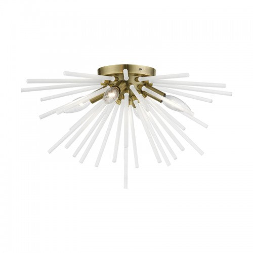 ##Antique Hardware## 4 Light Antique Brass Flush Mount