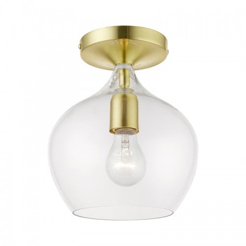 ##Antique Hardware## 1 Light Satin Brass with Polished Brass Accent Semi-Flush