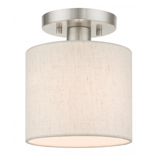 ##Antique Hardware## 1 Light Brushed Nickel Semi Flush
