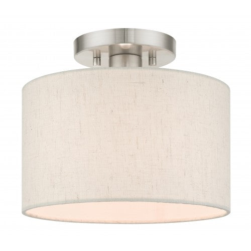 ##Antique Hardware## 1 Light Brushed Nickel Semi Flush