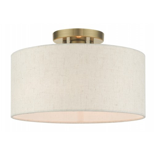 ##Antique Hardware## 1 Light Antique Brass Semi Flush