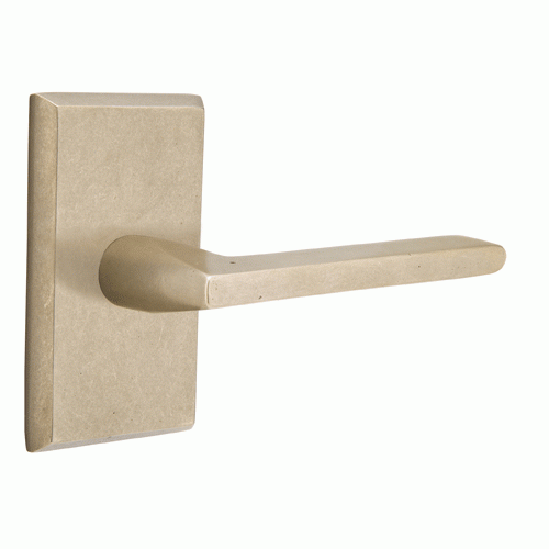 ##Antique Hardware## Emtek Solid Brass Sandcast Lariat Lever With Modern Rectangular Rosette