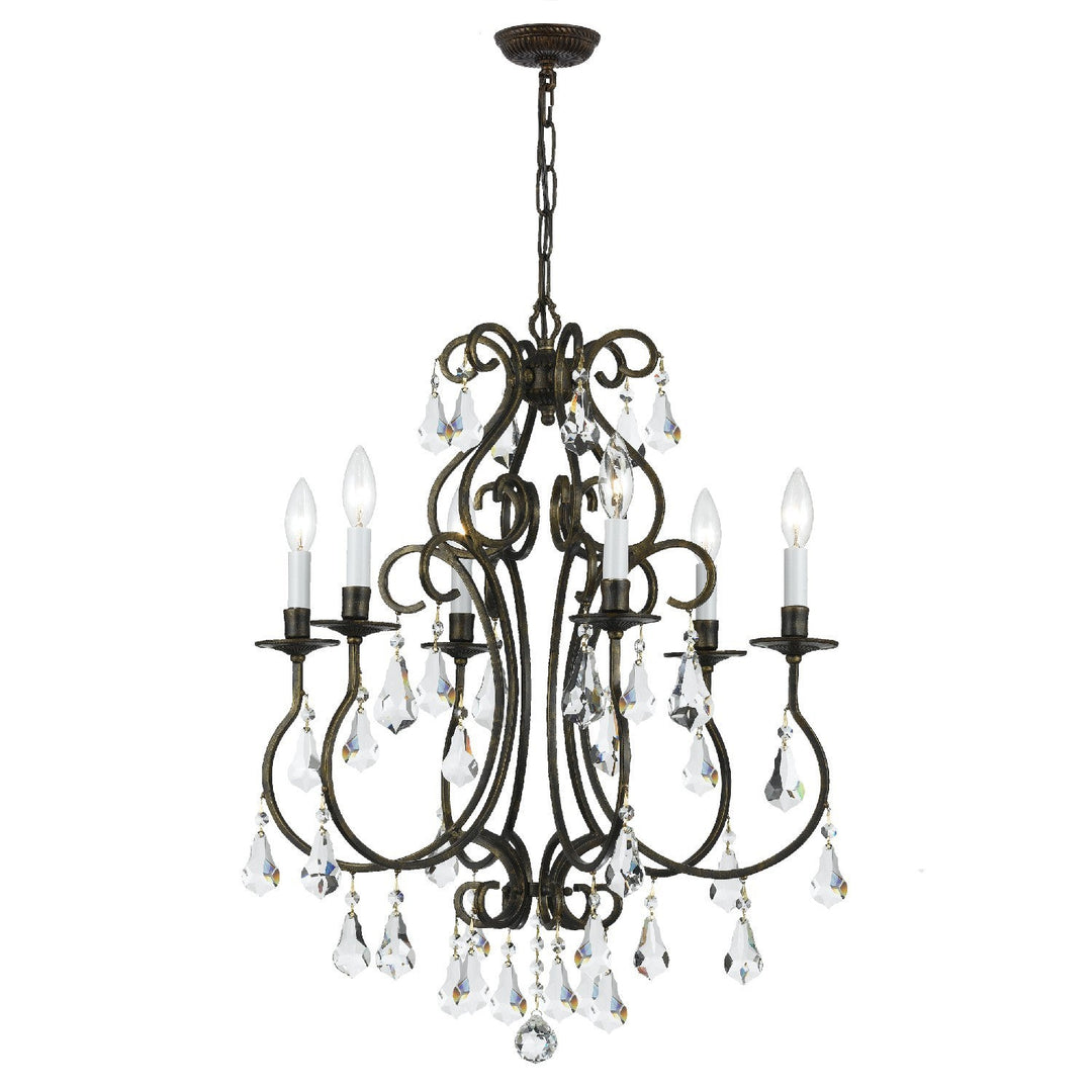 ##Antique Hardware## Ashton 6 Light Swarovski Strass Crystal English Bronze Chandelier
