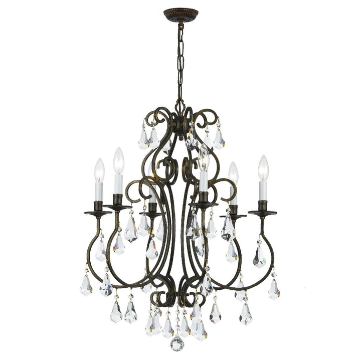 ##Antique Hardware## Ashton 6 Light Swarovski Strass Crystal English Bronze Chandelier