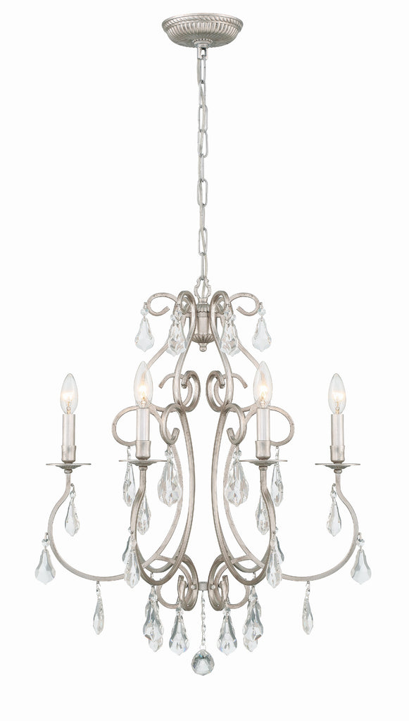 ##Antique Hardware## Ashton 6 Light Hand Cut Crystal Olde Silver Chandelier