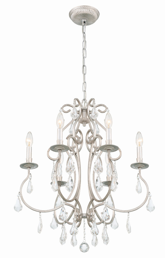 ##Antique Hardware## Ashton 6 Light Hand Cut Crystal Olde Silver Chandelier