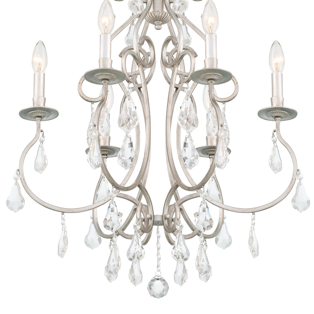 ##Antique Hardware## Ashton 6 Light Hand Cut Crystal Olde Silver Chandelier