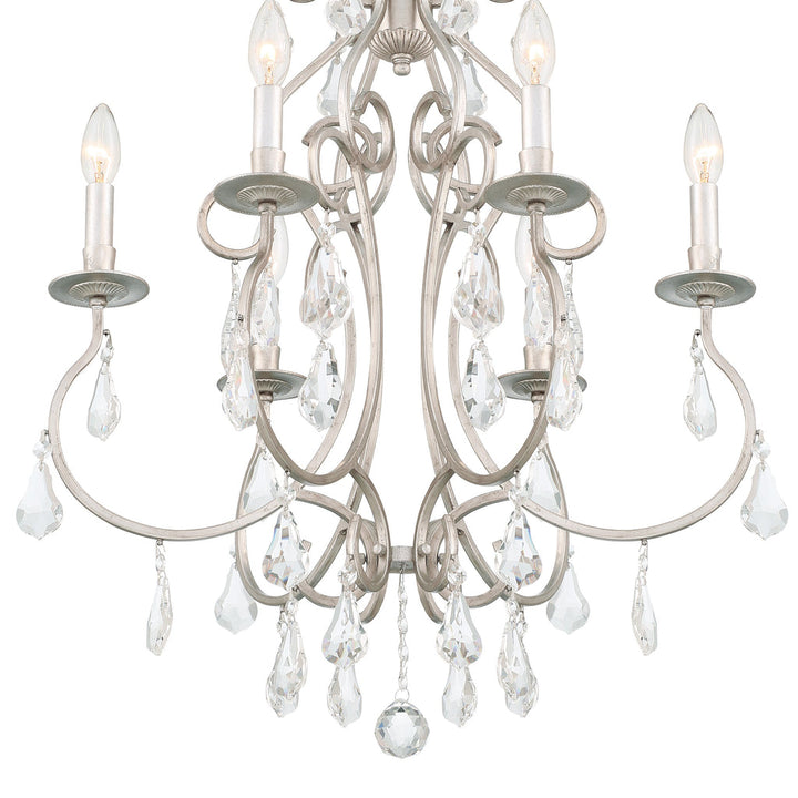 ##Antique Hardware## Ashton 6 Light Hand Cut Crystal Olde Silver Chandelier