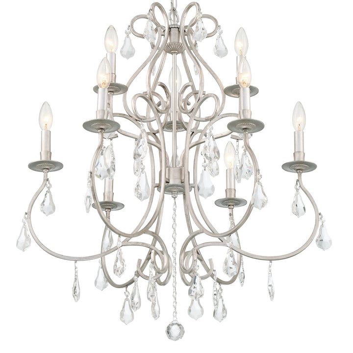 ##Antique Hardware## Ashton 9 Light Hand Cut Crystal Olde Silver Chandelier