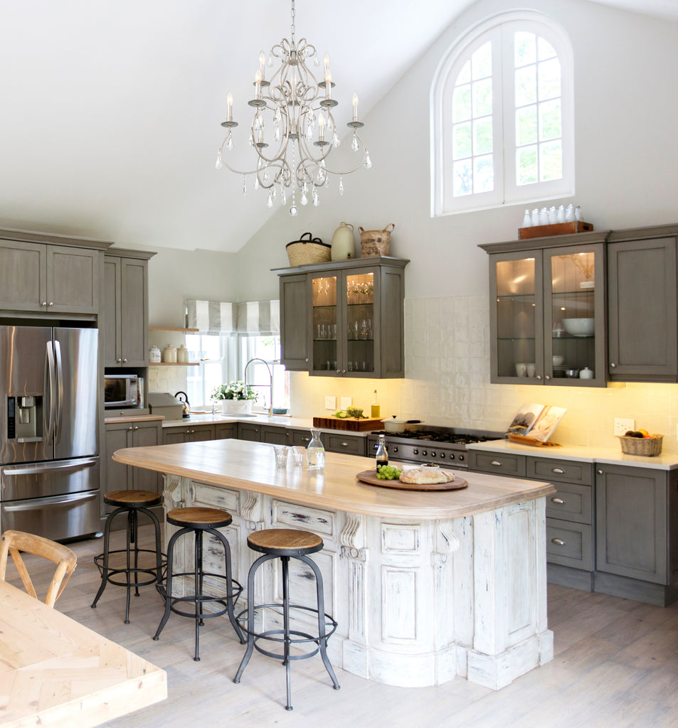 ##Antique Hardware## Ashton 9 Light Hand Cut Crystal Olde Silver Chandelier