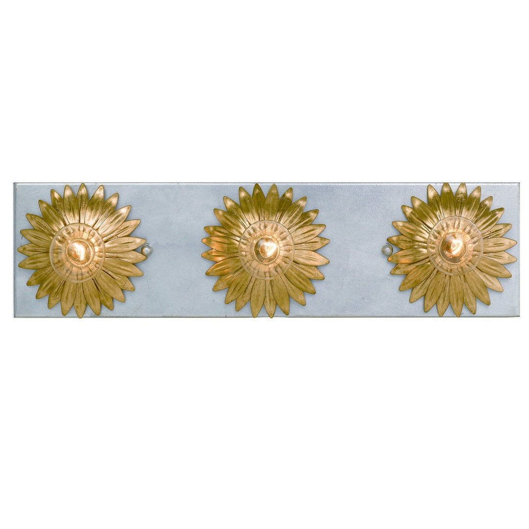 ##Antique Hardware## Broche 3 Light Antique Gold + Antique Silver Bathroom Vanity