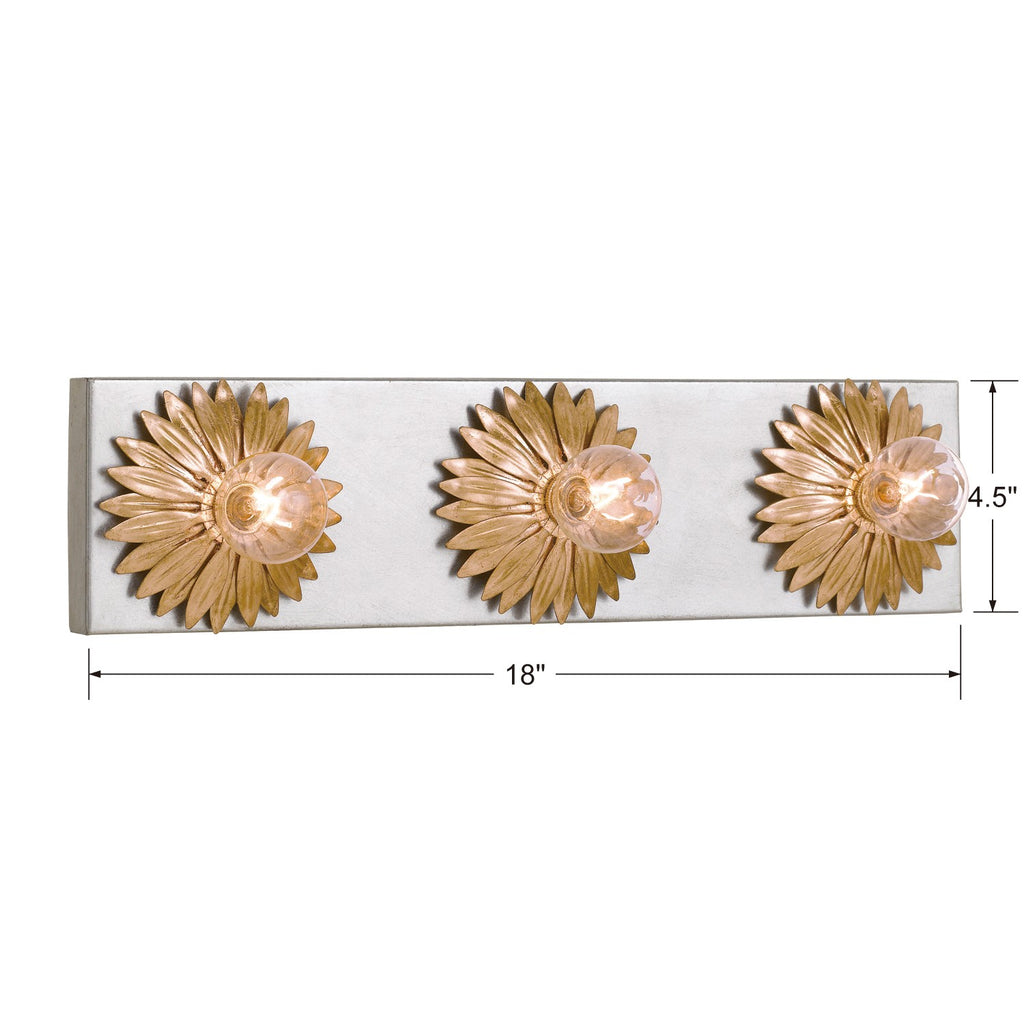 ##Antique Hardware## Broche 3 Light Antique Gold + Antique Silver Bathroom Vanity