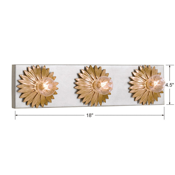 ##Antique Hardware## Broche 3 Light Antique Gold + Antique Silver Bathroom Vanity