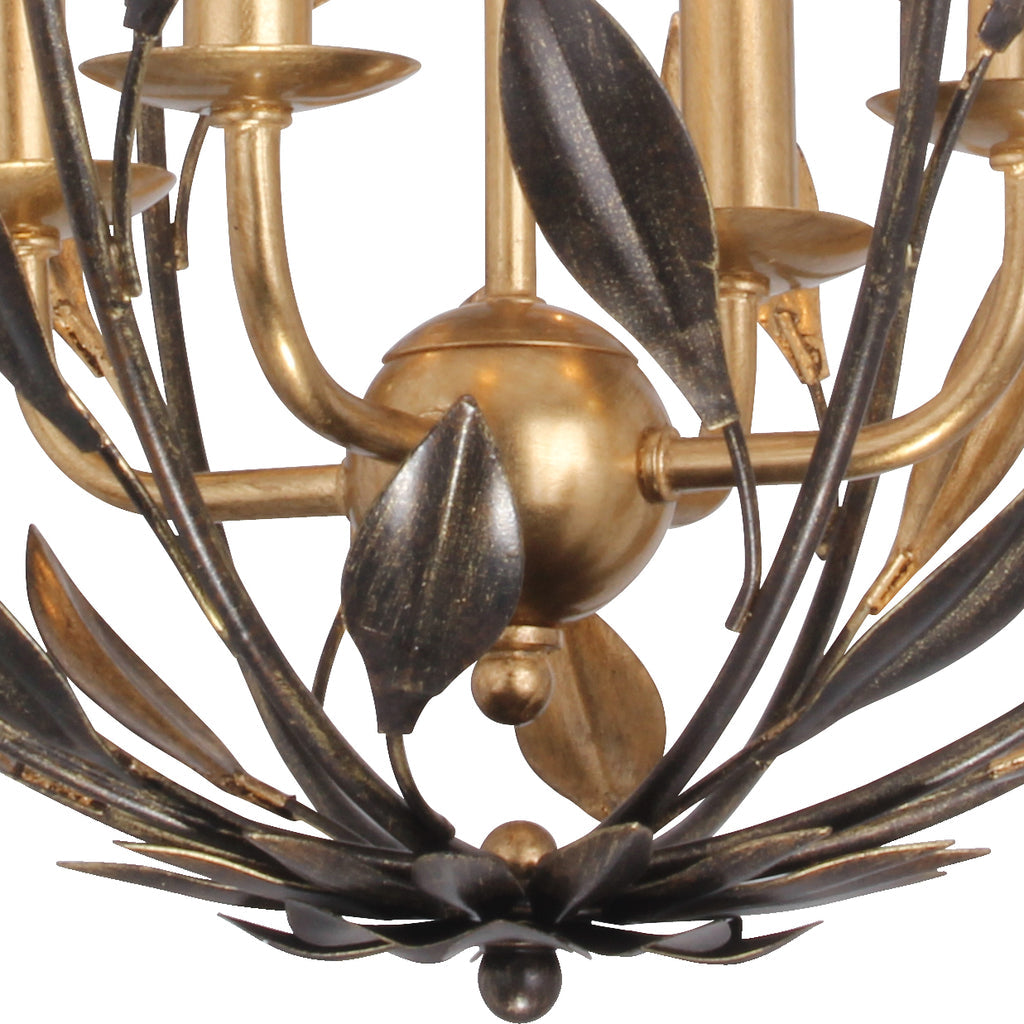 ##Antique Hardware## Broche 4 Light English Bronze + Antique Gold Sphere Mini Chandelier