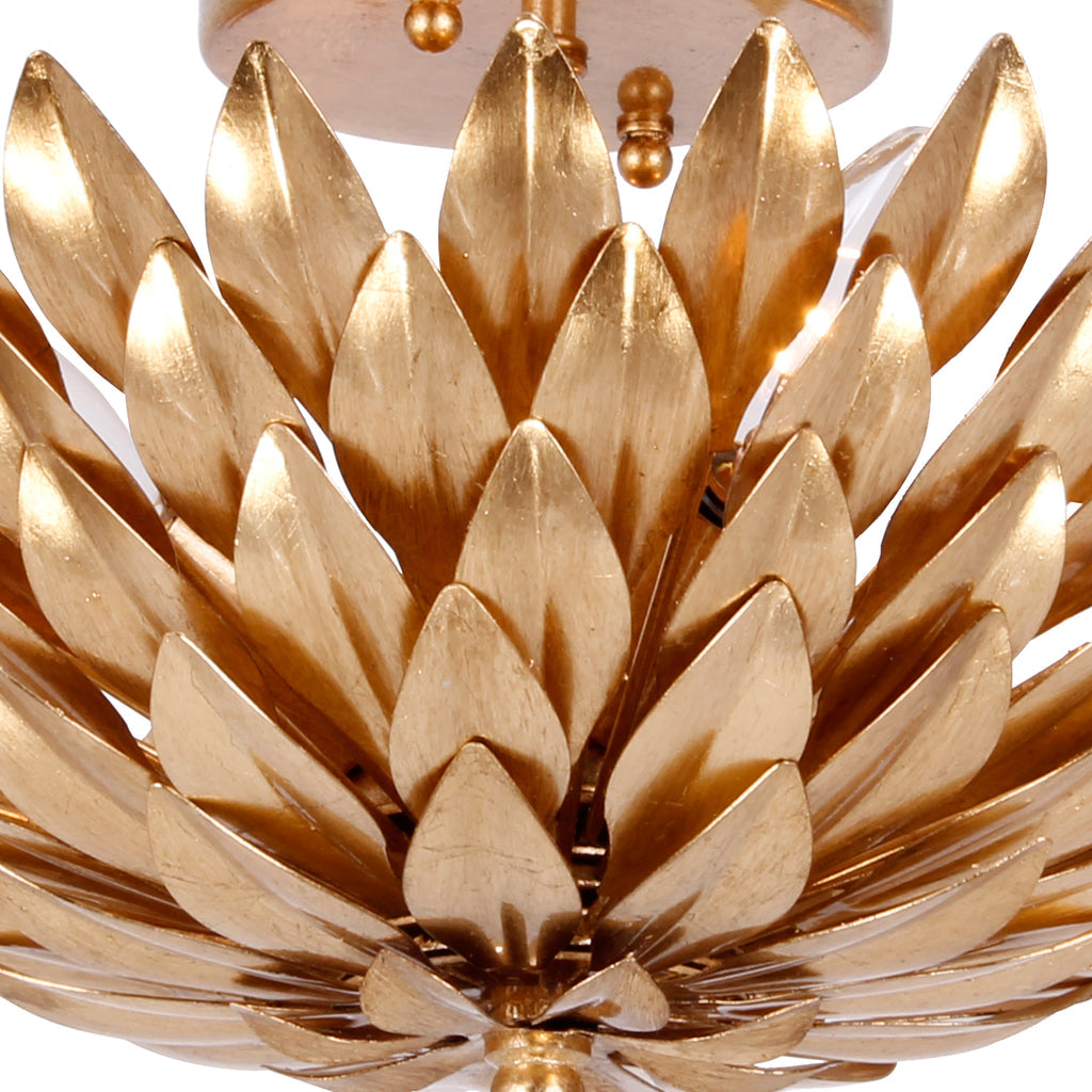 ##Antique Hardware## Broche 4 Light Antique Gold Semi Flush Mount