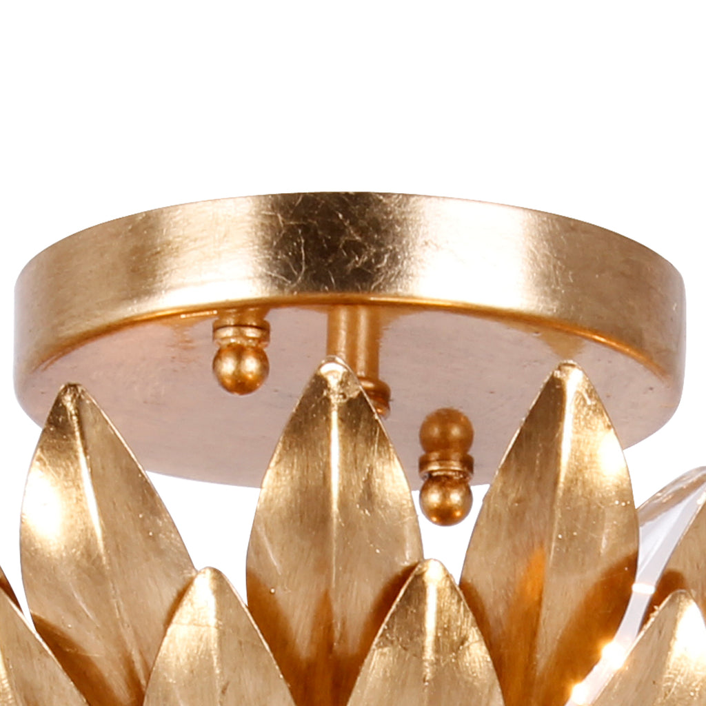 ##Antique Hardware## Broche 4 Light Antique Gold Semi Flush Mount