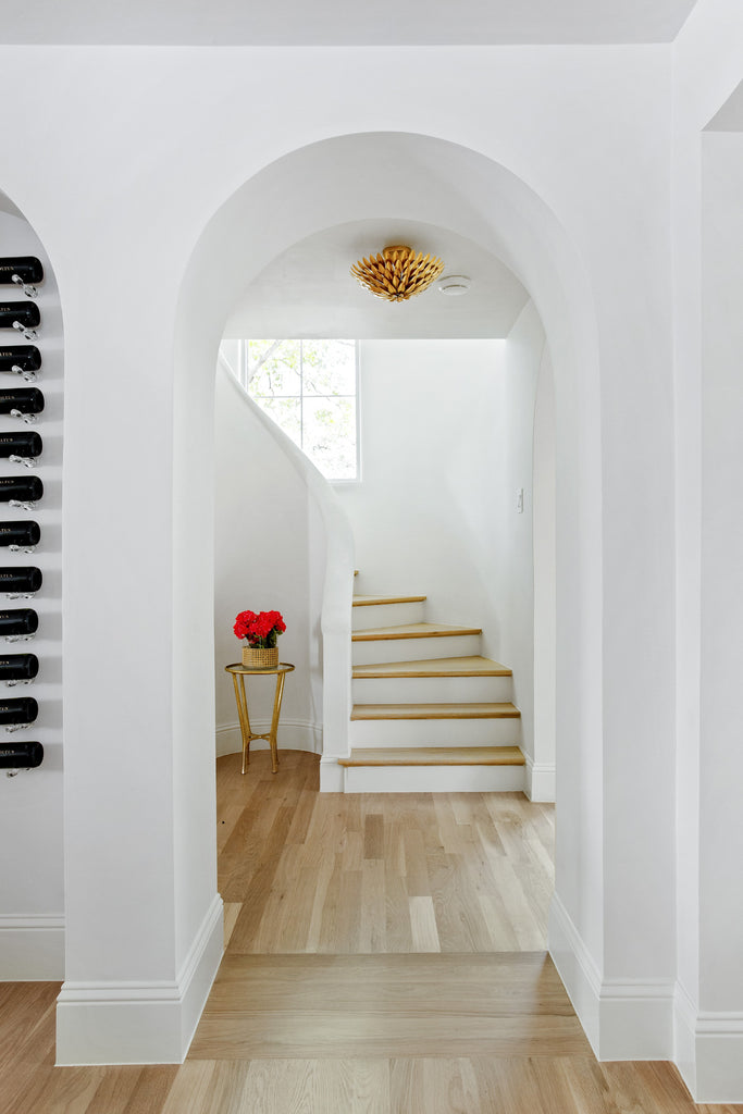 ##Antique Hardware## Broche 4 Light Antique Gold Semi Flush Mount