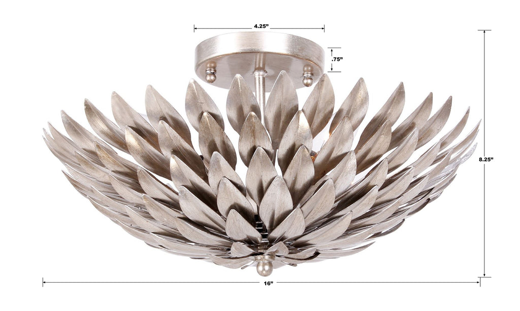 ##Antique Hardware## Broche 4 Light Antique Silver Semi Flush Mount