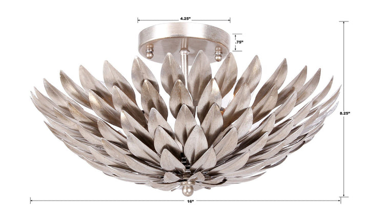 ##Antique Hardware## Broche 4 Light Antique Silver Semi Flush Mount