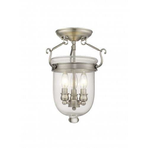 ##Antique Hardware## 3 Light Brushed Nickel Ceiling Mount