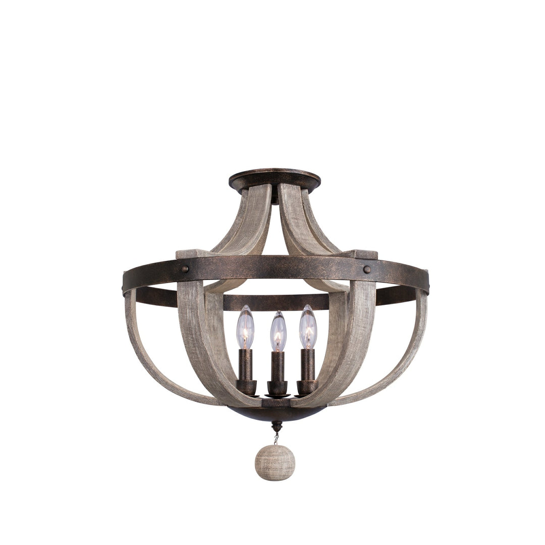 ##Antique Hardware## Harper 3 Light Semi Flush Mount