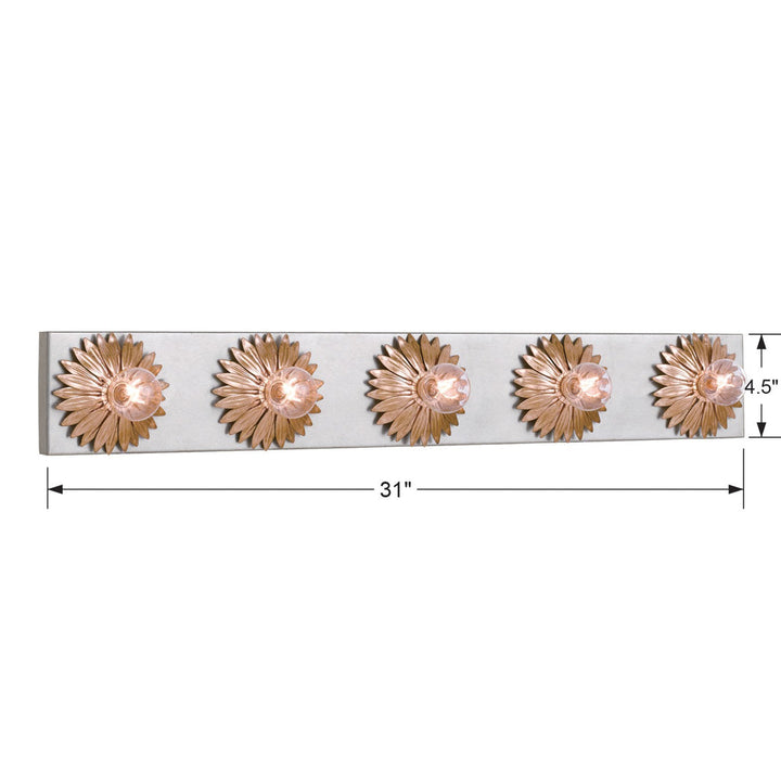 ##Antique Hardware## Broche 5 Light Antique Gold + Antique Silver Bathroom Vanity