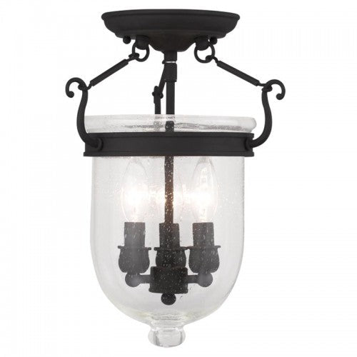 ##Antique Hardware## 3 Light Black Ceiling Mount