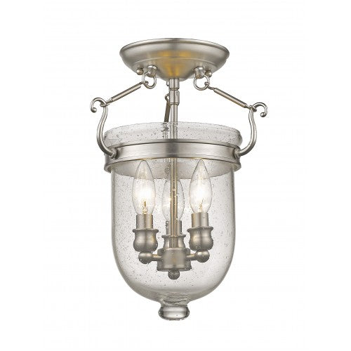 ##Antique Hardware## 3 Light Brushed Nickel Ceiling Mount