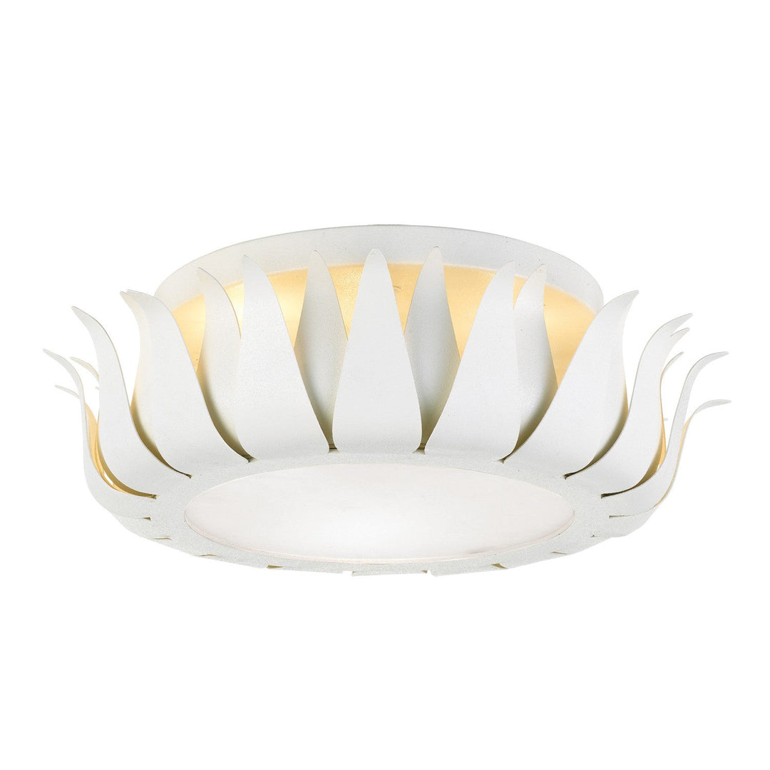 ##Antique Hardware## Broche 3 Light Matte White Flush Mount