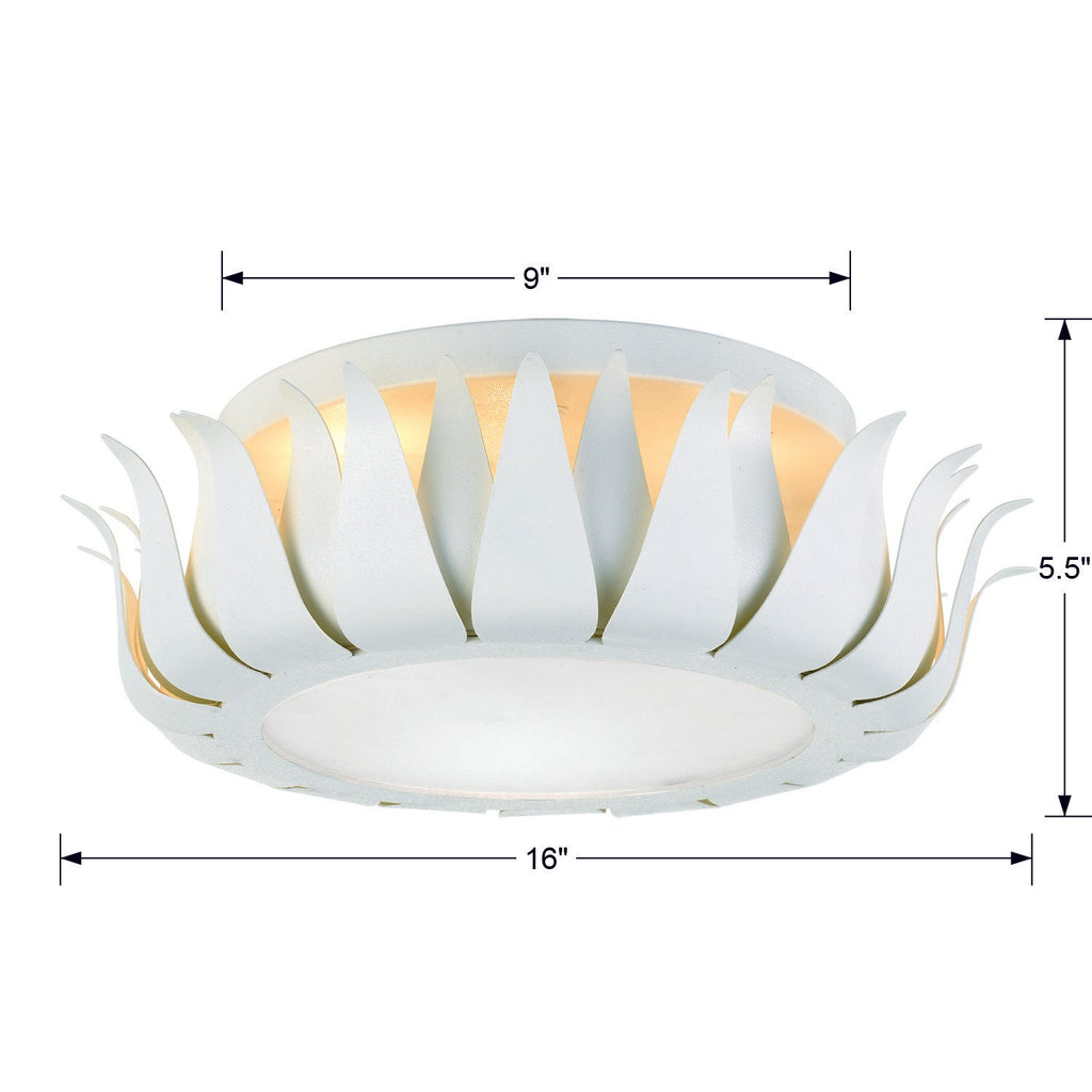 ##Antique Hardware## Broche 3 Light Matte White Flush Mount