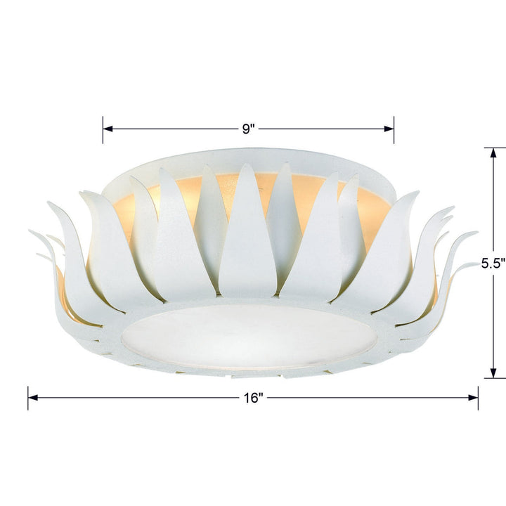 ##Antique Hardware## Broche 3 Light Matte White Flush Mount