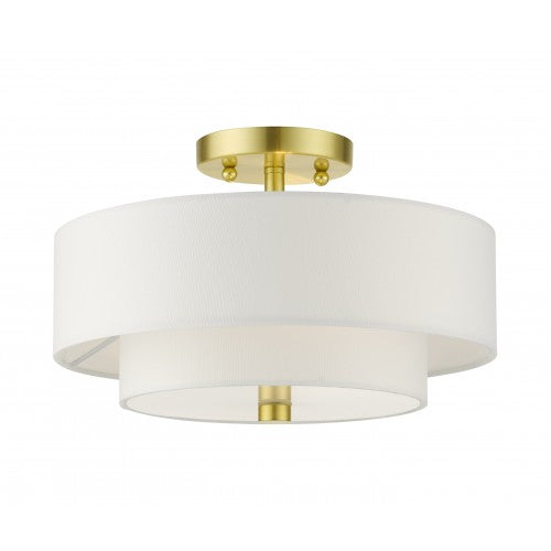 ##Antique Hardware## 2 Light Satin Brass Semi Flush