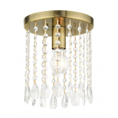 ##Antique Hardware## 1 Light Antique Brass Petite Flush Mount