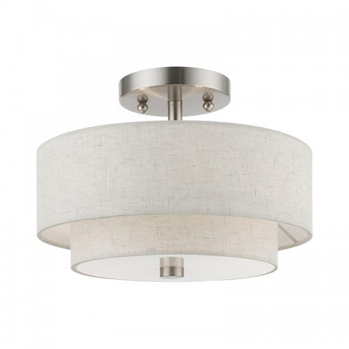 ##Antique Hardware## 2 Light Brushed Nickel Semi-Flush