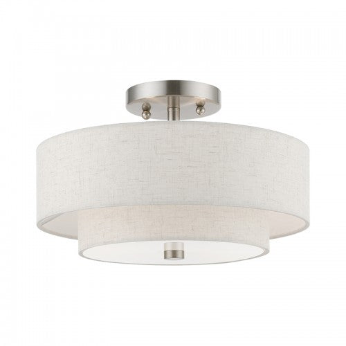 ##Antique Hardware## 2 Light Brushed Nickel Semi-Flush