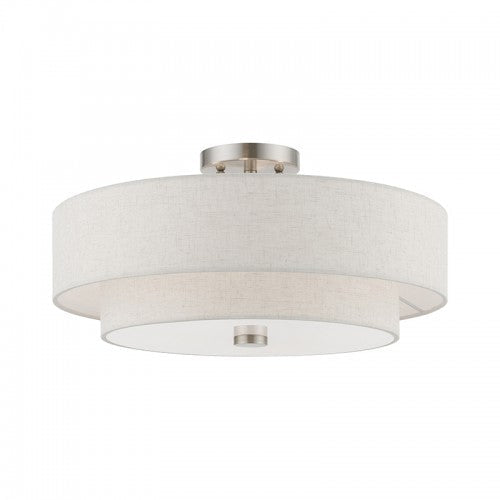 ##Antique Hardware## 4 Light Brushed Nickel Semi-Flush