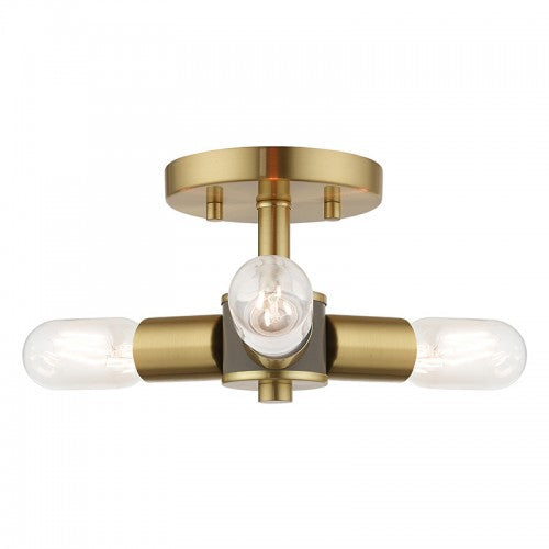##Antique Hardware## 3 Light Satin Brass Ceiling Mount