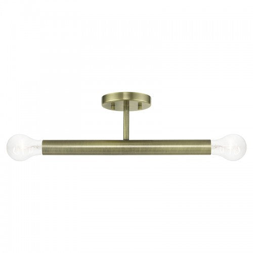 ##Antique Hardware## 2 Light Antique Brass Semi-Flush