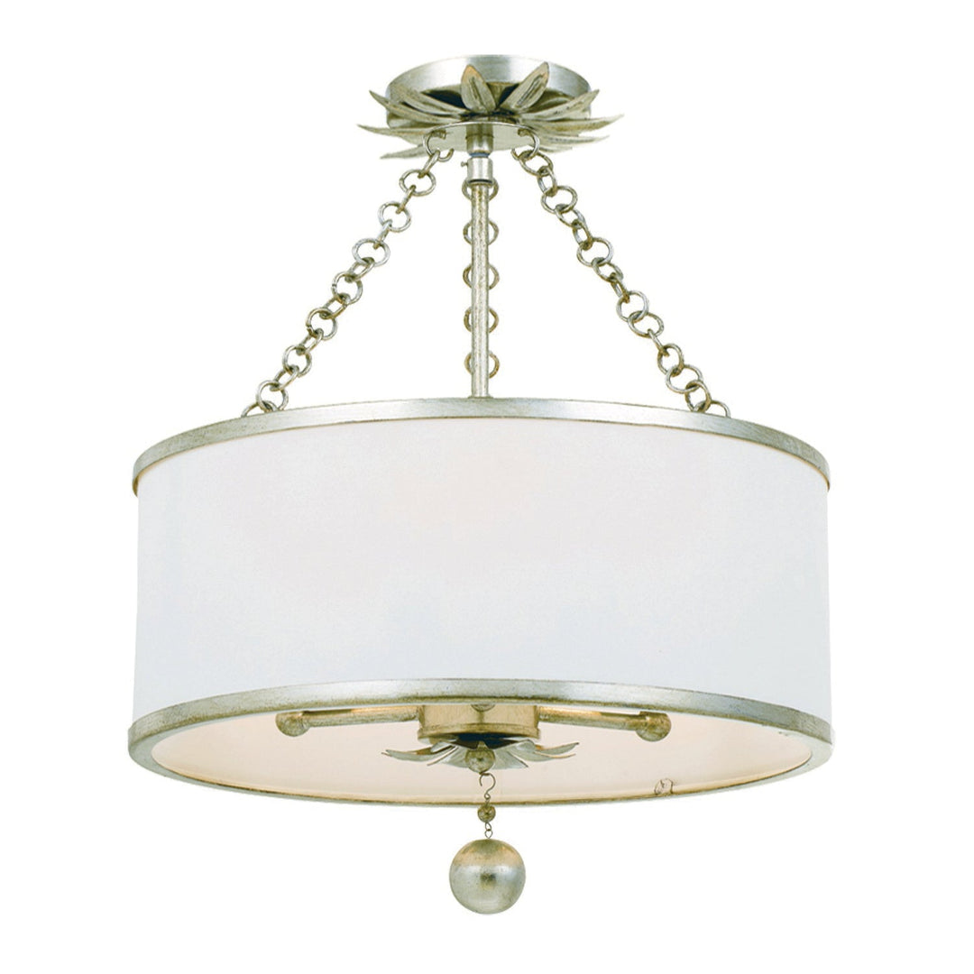 ##Antique Hardware## Broche 3 Light Antique Silver Semi Flush Mount