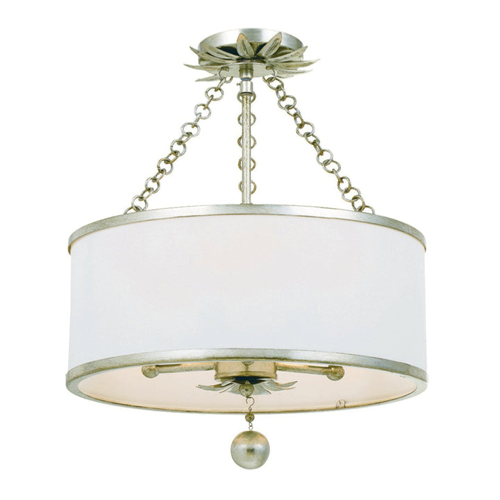 ##Antique Hardware## Broche 3 Light Antique Silver Semi Flush Mount